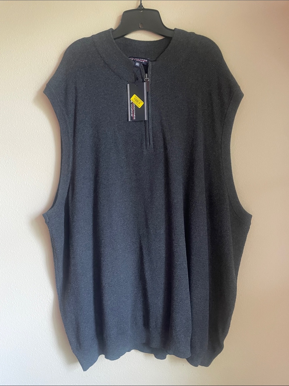 Roundtree & Yorke Charcoal Gray Knit Zip Sweater Vest 4XLT
